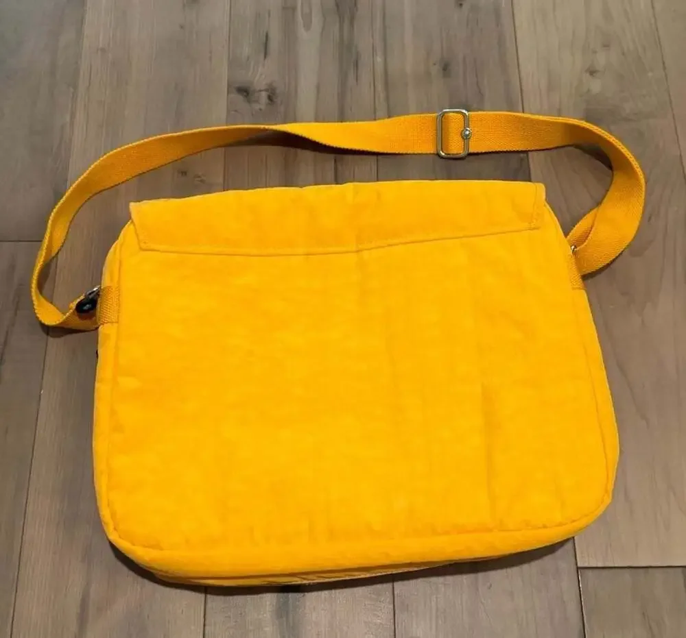 Kipling Bright Yellow Nylon Messenger Laptop Bag